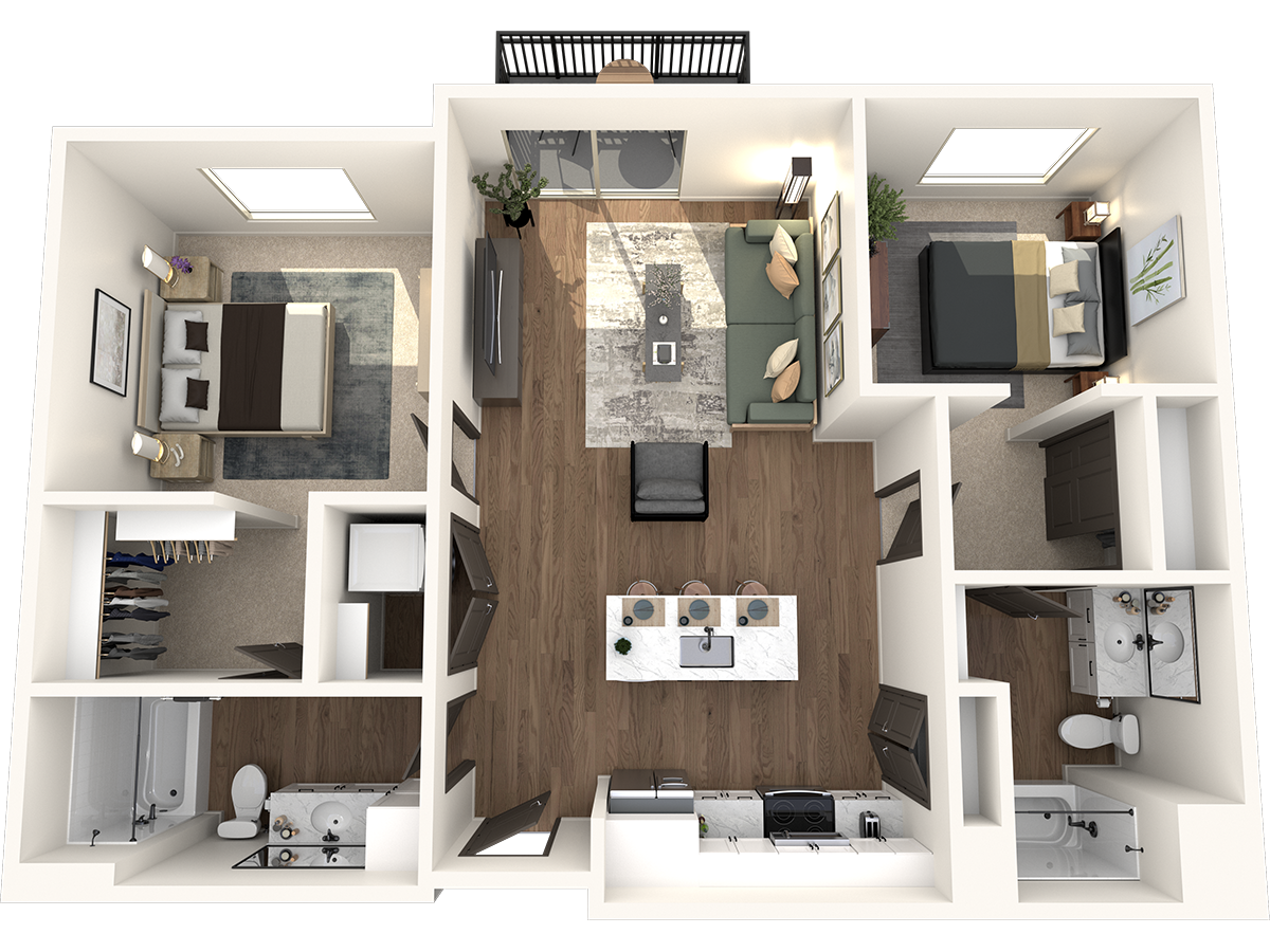 2 bedroom 2 bathroom B Floor Plan at The Crossings at Windsong, Prescott Valley, Arizona